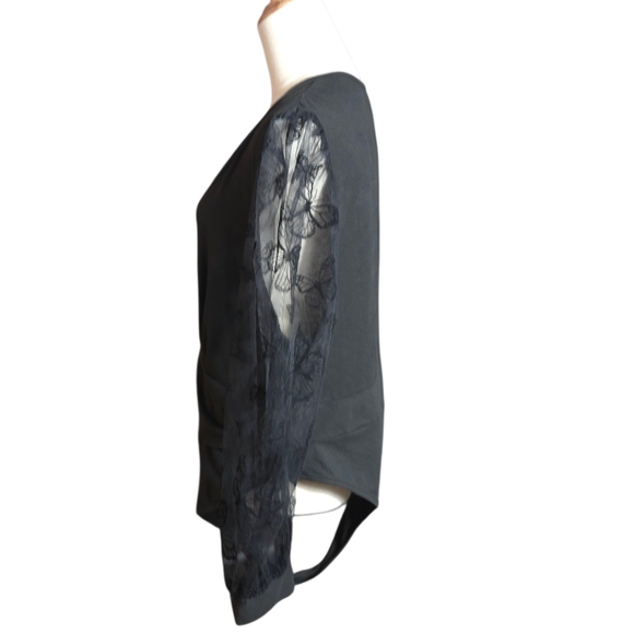 SHEIN Curve Black Low Cut Lace Sleeve Butterfly Bodysuit Plus Size - Picture 4 of 8